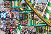 Riesenrad Bellevue (Bruch) - Es verfügt über 42 relativ geschlossene Kabinen, lediglich überhalb des Türbereichs ist ein bissl freie Luft. Hier aufgenommen auf der Rheinkirmes 2022 in Düsseldorf. • © ummeteck.de - Christian Schön